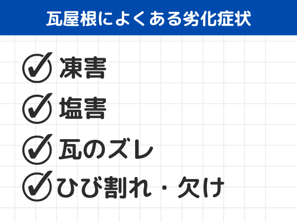 瓦屋根によくある劣化症状