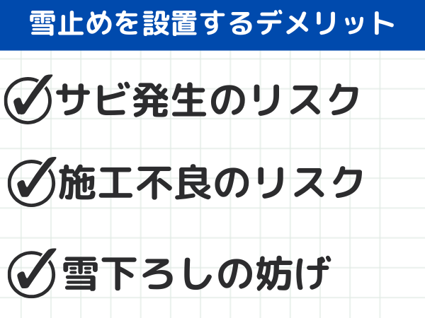 屋根に雪止めを設置するデメリット