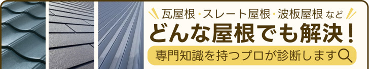 瓦屋根・スレート屋根・波板屋根などどんな屋根でも解決！